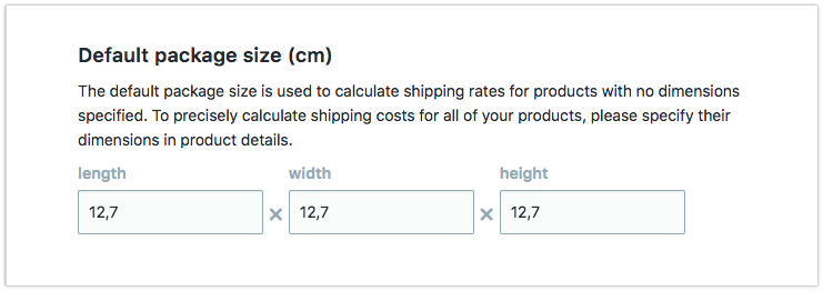 Package dimensions