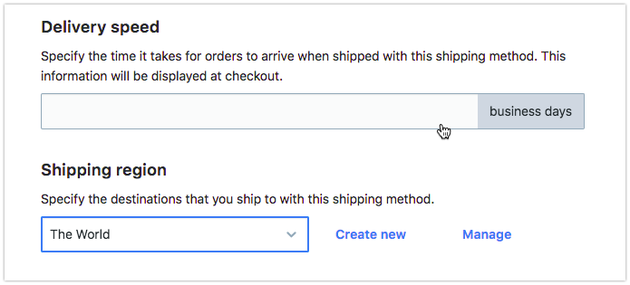 Set the shipping region