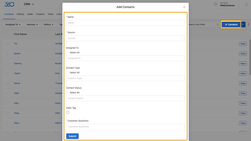 crm contacts journal manager